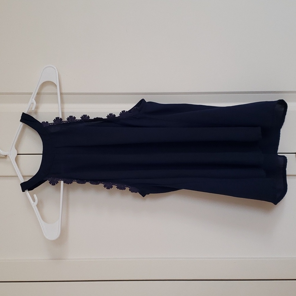 Navy Halter Top with Lace Detail Size Medium